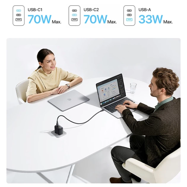 Сетевое зарядное устройство Baseus EnerFill FE22 70W 2x USB-C + USB-A Black (6942521209712) - Фото 10 Сетевое зарядное устройство Baseus EnerFill FE22 70W 2x USB-C + USB-A Black (6942521209712) - изображение 10
