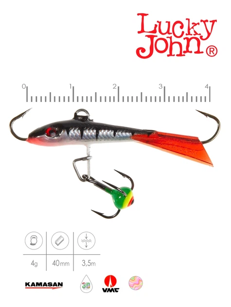Балансир Lucky John FIN 3 40 мм морозостійкий пластик 4 г колір 12HRT - зображення 2