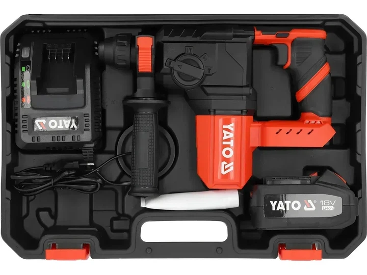 Перфоратор аккумуляторный YATO SDS+ 18 В 4 А·ч 2.5 Дж 1 АКБ YT-827721 - изображение 5