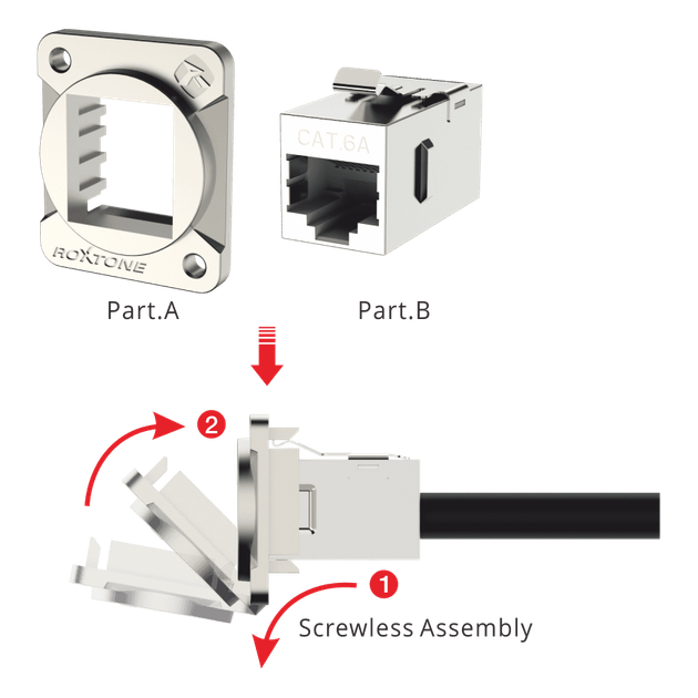 Роз'єм Roxtone RA-D-C6A RJ45(CAT6a) панельний - зображення 3