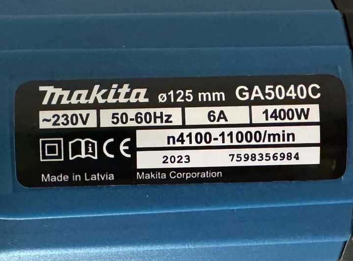 Угловая шлифовальная машина Makita GA5040C 1400 Вт болгарка 125 мм с регулятором оборотов 4000–11000 об/мин УШМ с плавным пуском стабилизацией скорости блокировкой шпинделя для резки шлифовки зачистки металла камня кирпича керамики - изображение 7