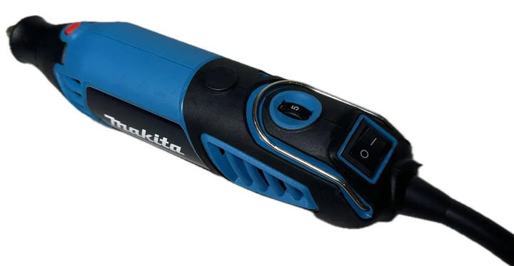 Гравер Makita GD0205 300 Вт електричний прямий шліфувальний інструмент 35000 об хв мережевий 220 В з регулюванням швидкості цангою 3.2 мм гнучким валом набором 200 насадок для гравірування шліфування різання свердління точних робіт у пластиковому кейсі - зображення 3