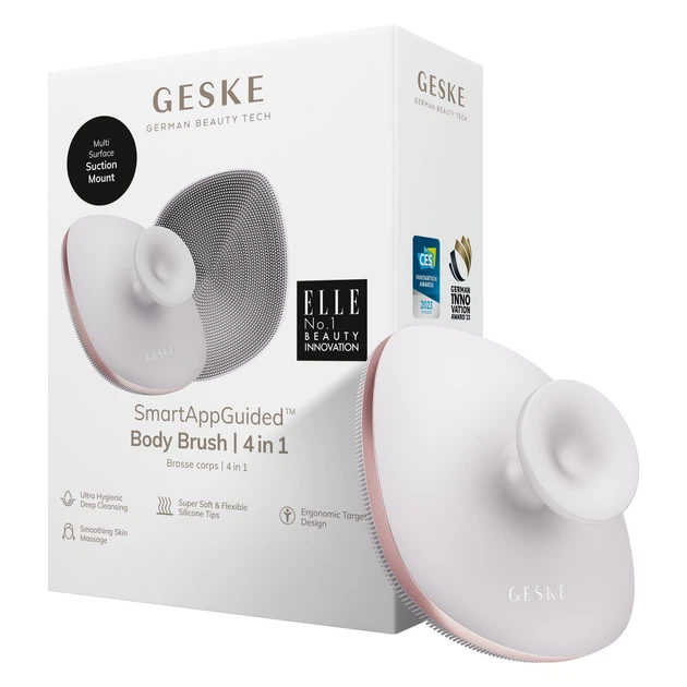 Щітка для душу масажна силіконова GESKE Body Brush 4в1 ретельне очищення тіла для боротьби з целюлітом та врослим волоссям, підтягенення тіла масажує та омолоджує твоє тіло Білий - Фото 1 Щітка для душу масажна силіконова GESKE Body Brush 4в1 ретельне очищення тіла для боротьби з целюлітом та врослим волоссям, підтягенення тіла масажує та омолоджує твоє тіло Білий - изображение 1