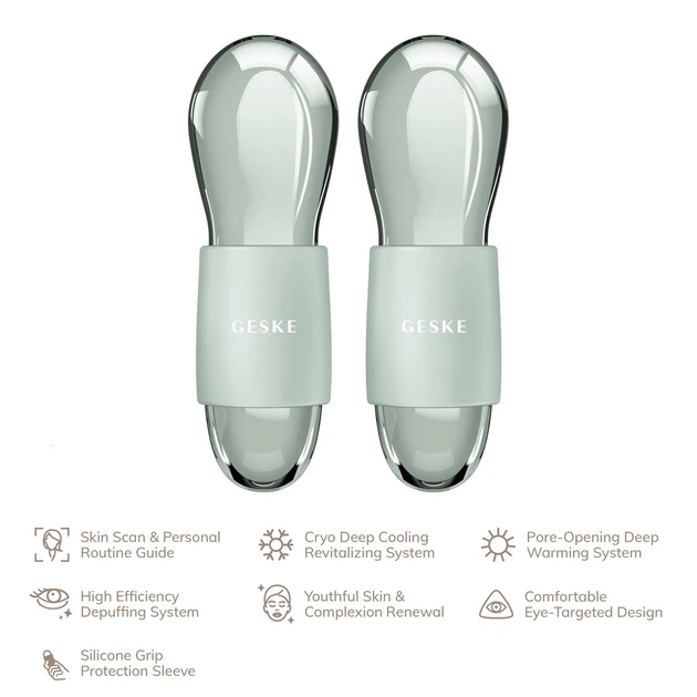 Набір масажерів для очей та обличчя GESKE Cool & Warm Duo Eye Massager 7 в 1 кріосфери з боросилікатного скла для охолодження та нагрівання шкіри зменшення набряків і темних кіл Зелений - изображение 2
