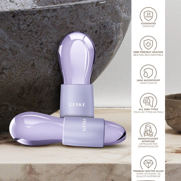 Набір масажерів для очей та обличчя GESKE Cool & Warm Duo Eye Massager 7 в 1 кріосфери з боросилікатного скла для охолодження та нагрівання шкіри зменшення набряків і темних кіл Фіолетовий - изображение 3