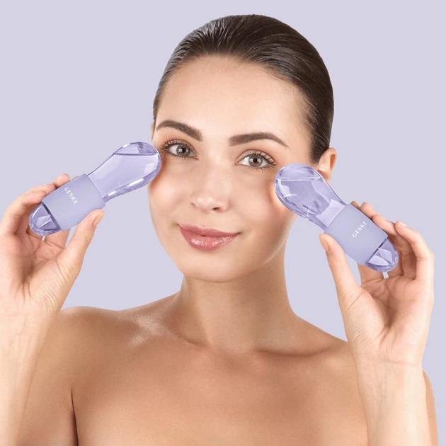 Набір масажерів для очей та обличчя GESKE Cool & Warm Duo Eye Massager 7 в 1 кріосфери з боросилікатного скла для охолодження та нагрівання шкіри зменшення набряків і темних кіл Фіолетовий - изображение 4