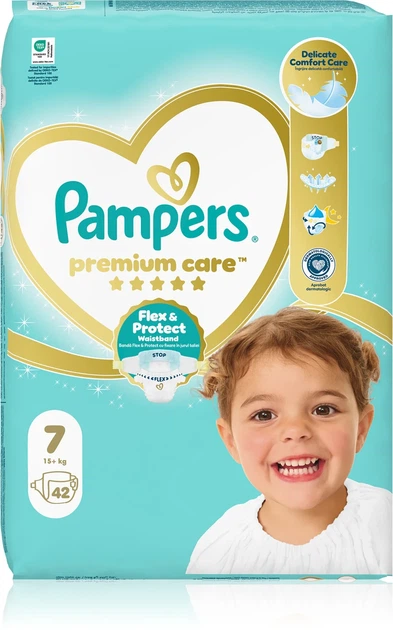 Підгузки памперси Pampers Premium Care Розмір 7 (15 + кг) 42 штуки - Фото 1 Підгузки памперси Pampers Premium Care Розмір 7 (15 + кг) 42 штуки - изображение 1