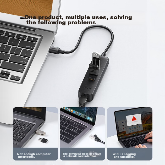 Мережевий адаптер Ugreen 20984 / USB / Ethernet 10/100 Мбіт/с / Black - Фото 2 Мережевий адаптер Ugreen 20984 / USB / Ethernet 10/100 Мбіт/с / Black - зображення 2