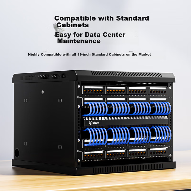 Патч-панель Biaze TT102 19" 1U 48 портов Cat 6 UTP в сборе с органайзером кабеля - изображение 7