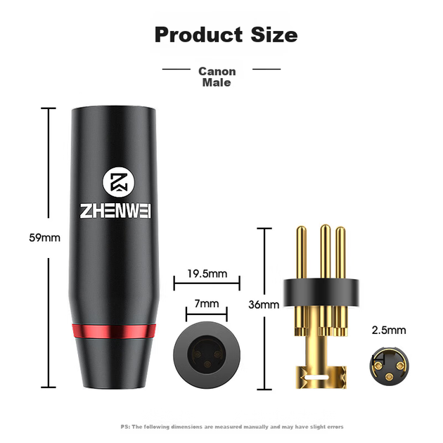 Роз'єми ZHENWEI ZW-YPZ089 XLR тато триконтактні, 2 шт, золотий - зображення 5