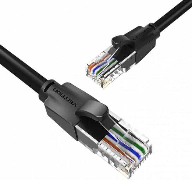 Патч-корд 1.5м, UTP cat 6 RJ-45 flat black Vention (IBJBG) - изображение 3