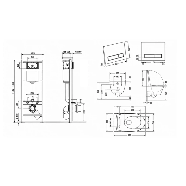 Готовое решение Qtap для ванной комнаты: подвесной унитаз Robin Ultra Quiet 520x365x365 + комплект инсталляции Nest 4 в 1 (линейная клавиша White) - изображение 2