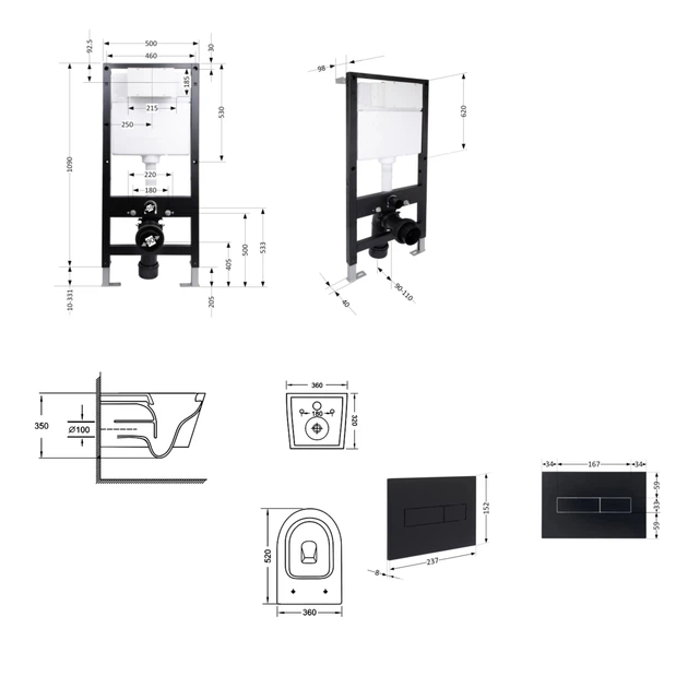 Готовое решение Qtap для ванной комнаты: подвесной унитаз Jay Ultra Quiet 520x360x320 + комплект инсталляции Standard (линейная кнопка Black) - изображение 2