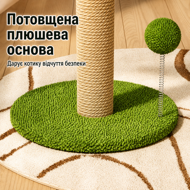 Когтеточка для кошек в виде пальмы с сизалевым столбиком и игрушками 63×41 см PP-63 - изображение 7