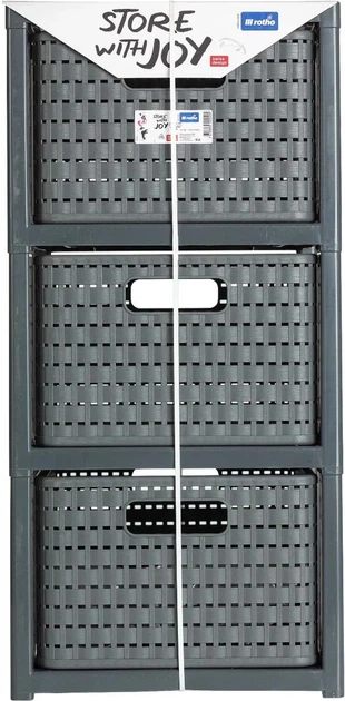 Regał plastikowy Rotho Country z 3 szufladami 71.2 x 32.5 x 37.5 cm Antracyt (1165408853WS) - obraz 6