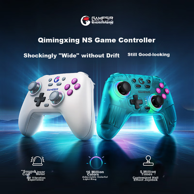 Беспроводной геймпад GameSir T4 Nova PC/Nintendo Switch/Nintendo Switch 2/Android Cyber Blue - Фото 3 Беспроводной геймпад GameSir T4 Nova PC/Nintendo Switch/Nintendo Switch 2/Android Cyber Blue - изображение 3