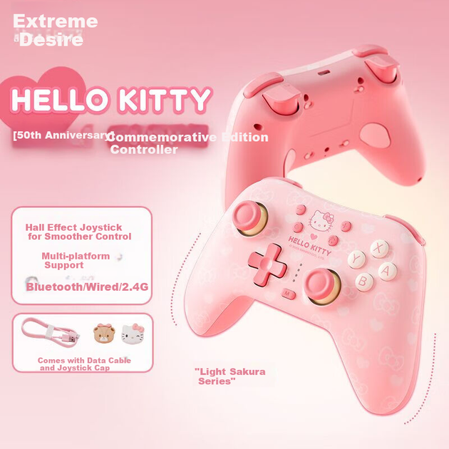 Беспроводной геймпад GeekShare Hello Kitty 50th Anniversary PC/Nintendo Switch/Nintendo Switch 2/iOS Pink (GC1201) - изображение 2