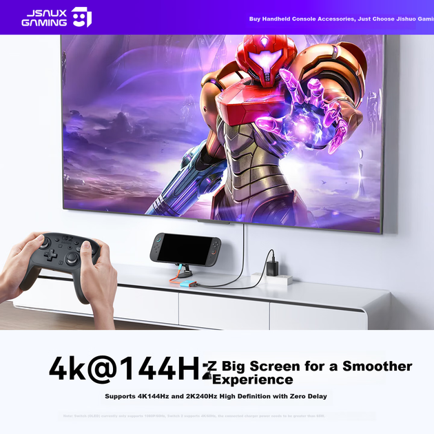 Док-станция JSAUX для Nintendo Switch 2 4K@144Hz - Фото 3 Док-станция JSAUX для Nintendo Switch 2 4K@144Hz - изображение 3