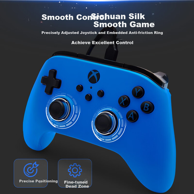 Проводной геймпад PowerA PC/Xbox One/Xbox Series X/S Wave Blue (XBGP0440-01) - Фото 5 Проводной геймпад PowerA PC/Xbox One/Xbox Series X/S Wave Blue (XBGP0440-01) - изображение 5
