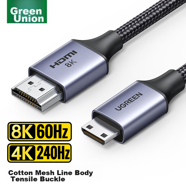 Кабель Ugreen HD163-15514 mini-HDMI - HDMI HDMI 2.1 8K 60 Гц 1 м - зображення 2