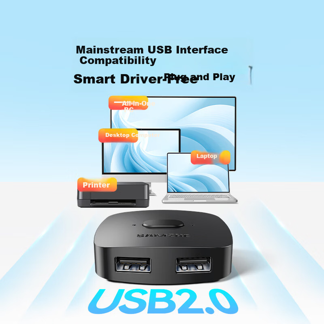 KVM-перемикач Sanze UQ20 2-портовий USB двонаправлений - Фото 5 KVM-перемикач Sanze UQ20 2-портовий USB двонаправлений - зображення 5