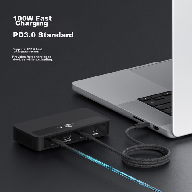 KVM-перемикач Haibeisi 2-в-1 2-портовий USB Type-C–HDMI 4K/120 Гц Чорний - зображення 6