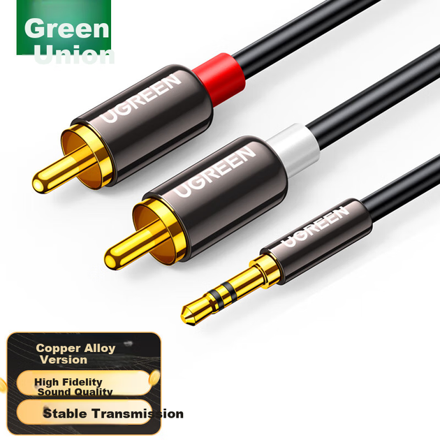 Кабель Ugreen 10590 3.5 мм - 2RCA 3 м Gold - зображення 2