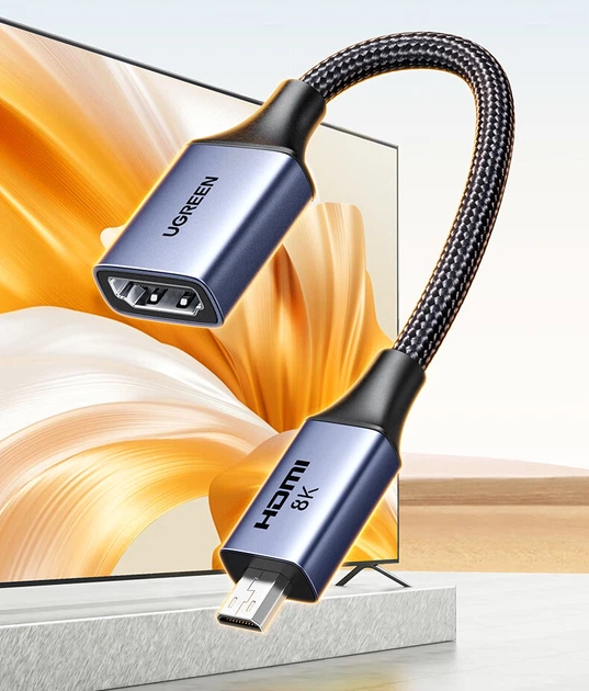 Адаптер Ugreen micro-HDMI - HDMI 2.1 8K/60 Гц 20 см (55420) - изображение 3