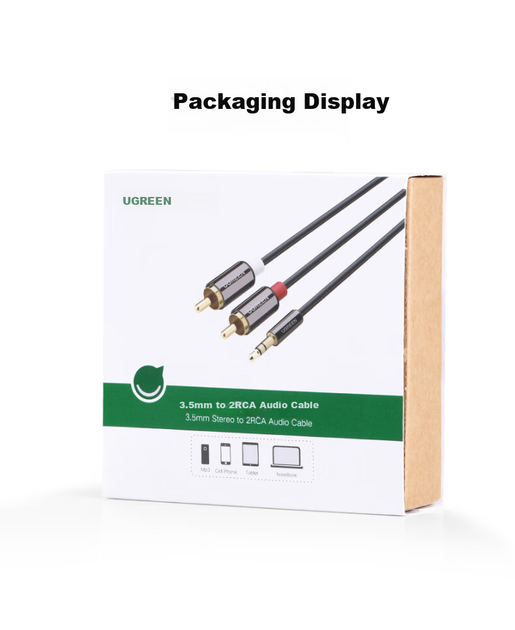 Кабель Ugreen 10590 3.5 мм - 2RCA 3 м Gold - зображення 7