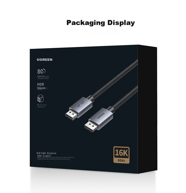 Кабель UGREEN DisplayPort 2.1 80G 16K і 4K 240 Гц, 1 м - зображення 11