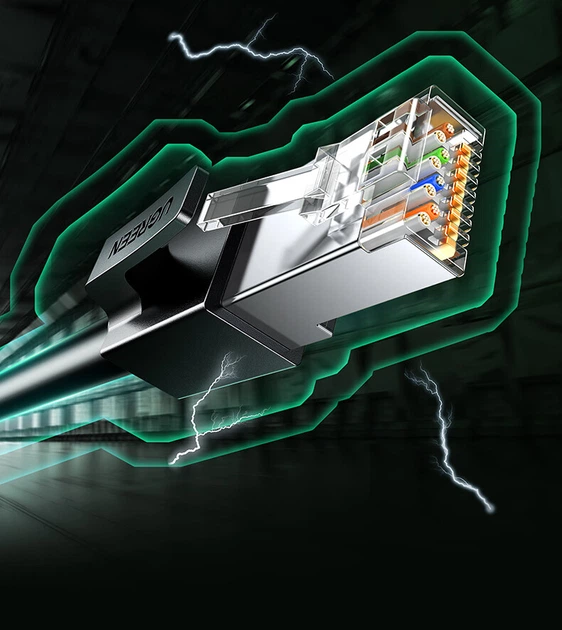 Патч-корд Ugreen 55177 Cat 6 витая пара экранированный 1 Гбит/с 12 м Черный - Фото 5 Патч-корд Ugreen 55177 Cat 6 витая пара экранированный 1 Гбит/с 12 м Черный - изображение 5