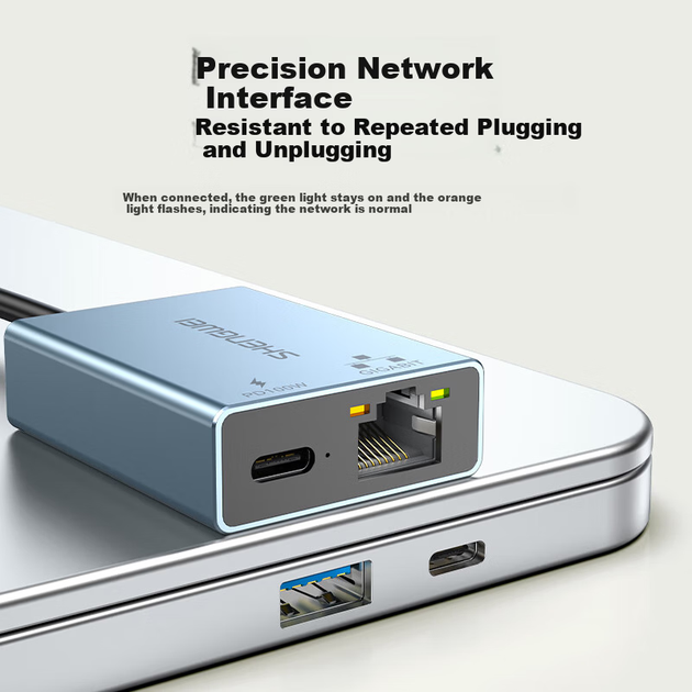 Мережевий адаптер Shengwei EUR0004J / USB Type-C / Gigabit Ethernet - Фото 5 Мережевий адаптер Shengwei EUR0004J / USB Type-C / Gigabit Ethernet - зображення 5
