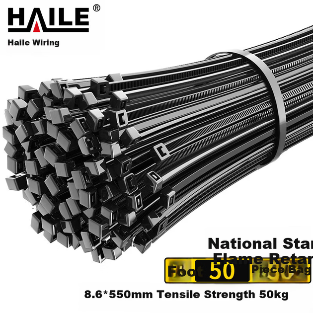 Кабельні стяжки HAILE 8.6×550 мм чорні (ZD-55H-50-9) - Фото 3 Кабельні стяжки HAILE 8.6×550 мм чорні (ZD-55H-50-9) - зображення 3