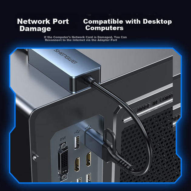 Сетевой адаптер Shengwei EUR0007J / USB 3.0 + USB Type-C / 2.5 Гбит/с Ethernet - изображение 7