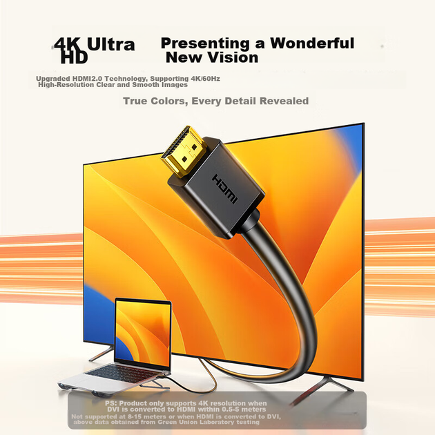 Перехідник Ugreen 10135 HDMI - DVI 4K 60 Гц 2 м - зображення 4