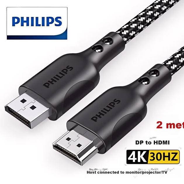 Кабель Philips SWA3129B DisplayPort - HDMI 4K 2 м - изображение 2