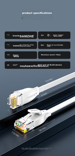 Патч-корд SAMZHE BBP625 Cat 6 1 Гбіт/с мідь 25 м Білий - зображення 6