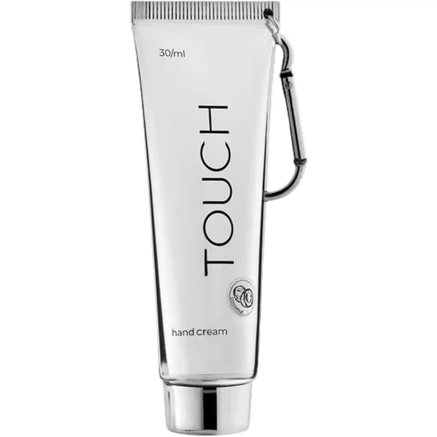 TOUCH Silver Line Coconut Крем для рук кокос з карабіном, 30 мл - Фото 1 TOUCH Silver Line Coconut Крем для рук кокос з карабіном, 30 мл - зображення 1