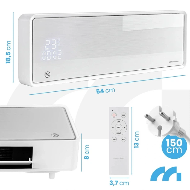 Настінний керамічний тепловентилятор повітряна завіса Maltec PT5800W-WH WiFi 2000 Вт c дисплейом і пультом - зображення 2