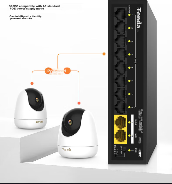 Коммутатор Tenda S10PC 10 портов 100 Мбит/с, 8 PoE - изображение 7