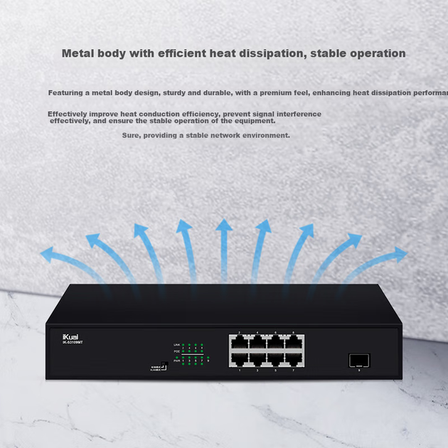 Коммутатор IKuai S3109MT-C PoE на 8 портов 2.5G с гигабитным оптическим портом - Фото 4 Коммутатор IKuai S3109MT-C PoE на 8 портов 2.5G с гигабитным оптическим портом - изображение 4