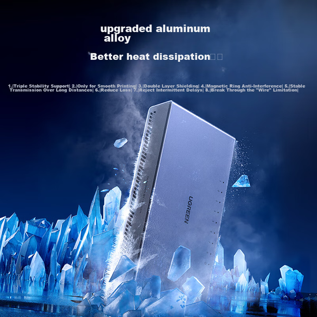 Коммутатор UGREEN HUB15642 8 портов гигабитный алюминиевый корпус, для видеонаблюдения - изображение 9