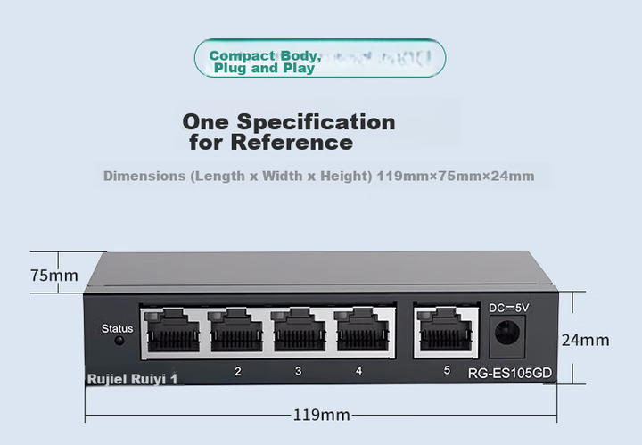 Коммутатор Ruijie RG-ES105GD 5 портов гигабитный неуправляемый - изображение 9