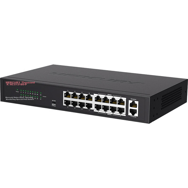 Коммутатор MERCURY PoE 16-портовый 100Мбит/с +2 Gigabit Uplink для видеонаблюдения MCS1318D-P - Фото 3 Коммутатор MERCURY PoE 16-портовый 100Мбит/с +2 Gigabit Uplink для видеонаблюдения MCS1318D-P - изображение 3