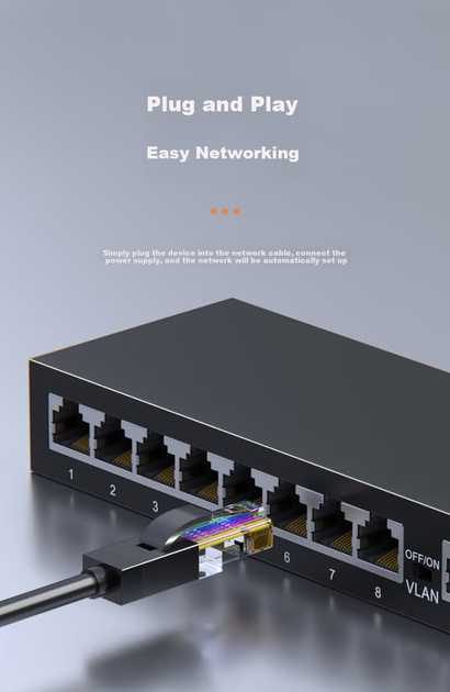Коммутатор KeepLINK KP-9000, 10 портов Gigabit, для дома и офиса - изображение 8