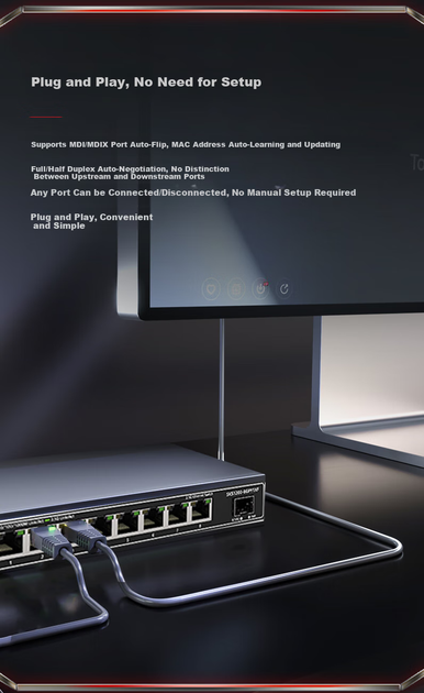 Коммутатор Xike SKS1200-8GPY1XF 2.5G 8 портов+10G, неуправляемый, для NAS - изображение 6