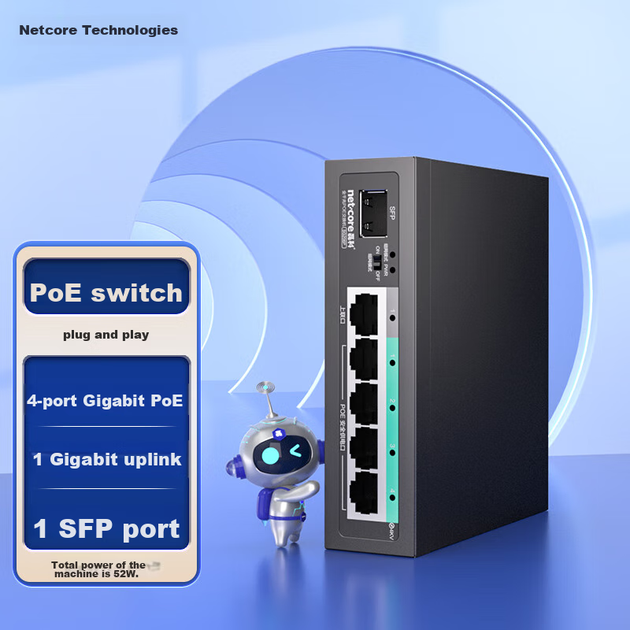 Коммутатор Netcore SG206P 4 порта PoE + SFP - изображение 6