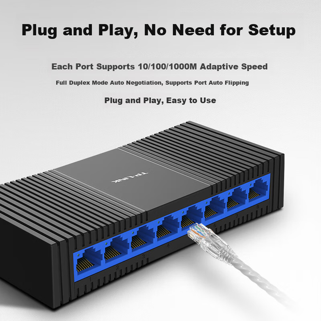 Коммутатор TP-LINK TL-SG1008+, 8 портов Gigabit, plug-and-play - Фото 8 Коммутатор TP-LINK TL-SG1008+, 8 портов Gigabit, plug-and-play - изображение 8