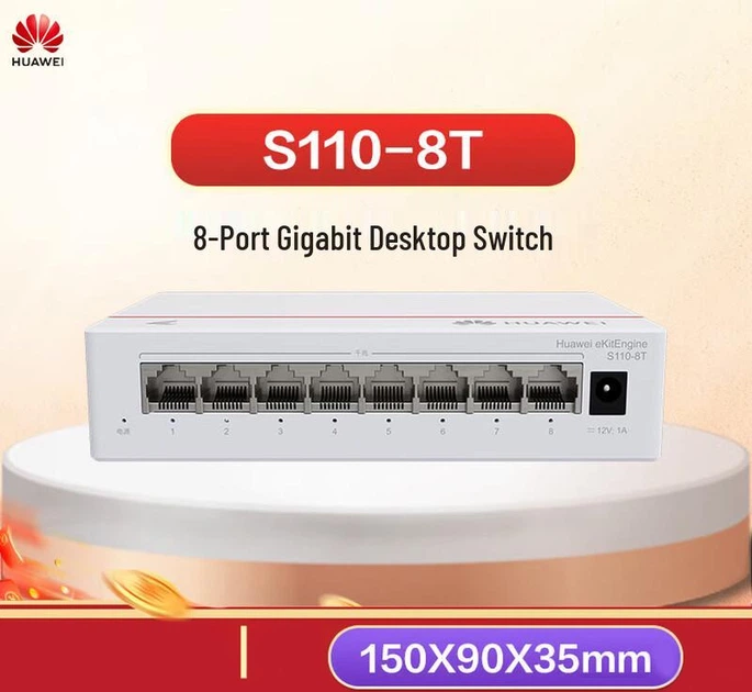 Коммутатор HUAWEI Kunling S110-8T 8-портовый гигабитный неуправляемый - Фото 5 Коммутатор HUAWEI Kunling S110-8T 8-портовый гигабитный неуправляемый - изображение 5