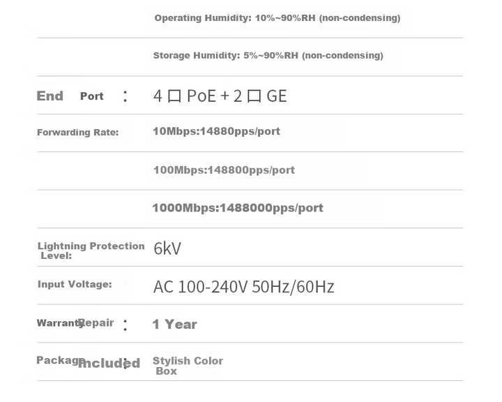 Коммутатор UGREEN PoE 4 порта + 6 Gigabit, для видеонаблюдения, 35371 - изображение 10